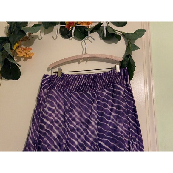 Chico's Diagonal Zebra Helena Handkerchief Purple Tie Dye Boho Skirt Sz 2 Fairy - Picture 9 of 10